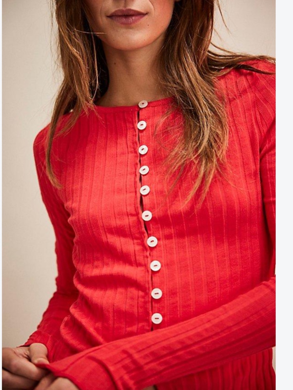 Free People Women's Red Tilly Long-sleeve Cardi - Picture 3 of 7